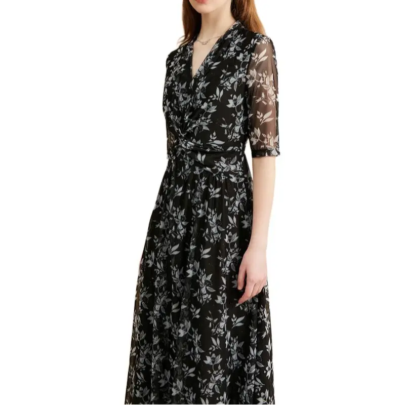 Yiner Short Sleeved Dresses Women's Black-1