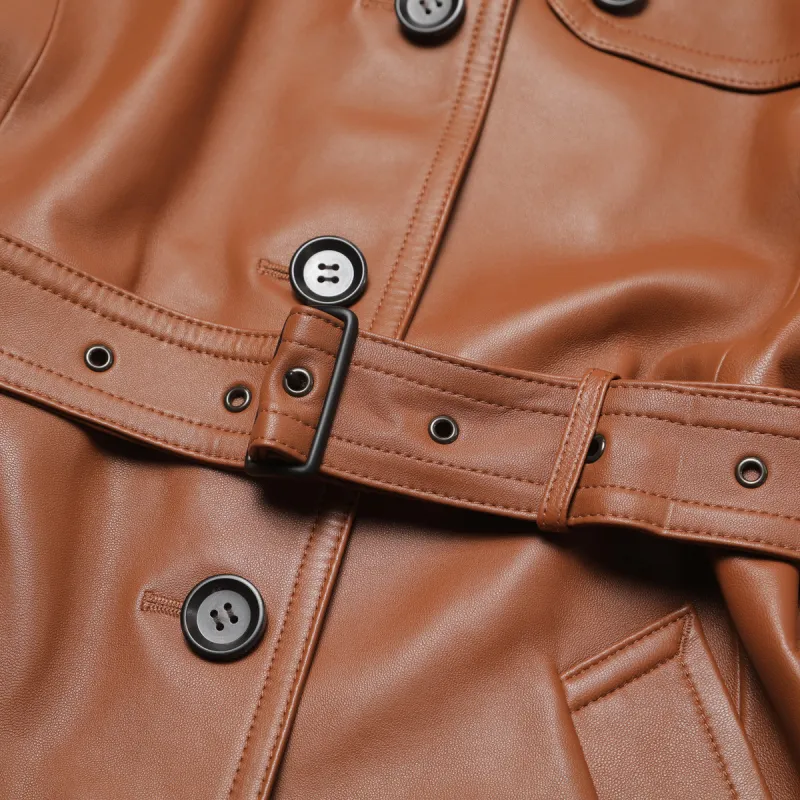 COACH Leather Jackets Women's Brown-4