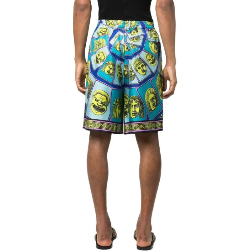 VERSACE Le Maschere Print Silk Shorts-2