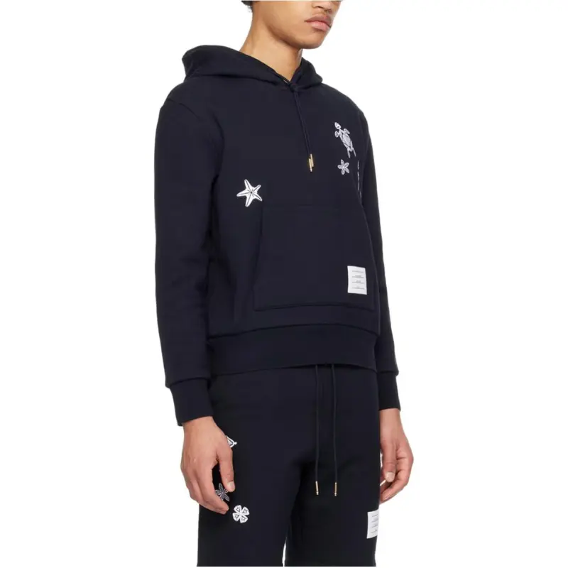 THOM BROWNE Nautical Embroidery Cotton Hoodie-2