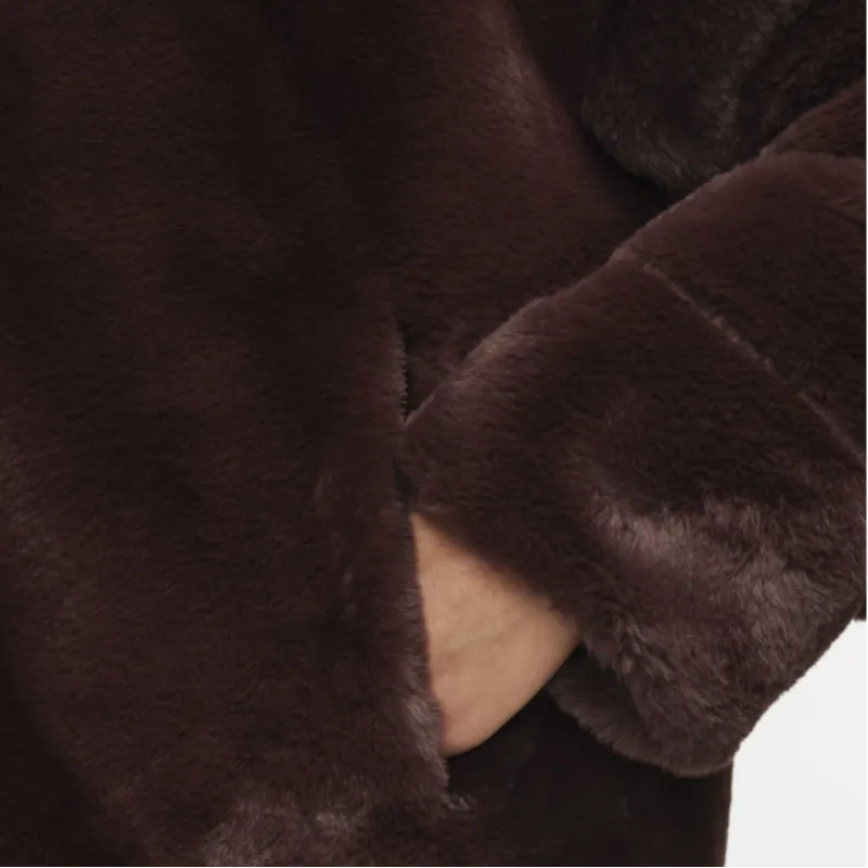 Nike Sportswear Essentials Oversized Faux Fur Puffer Jacket Light Orewood Brown-5