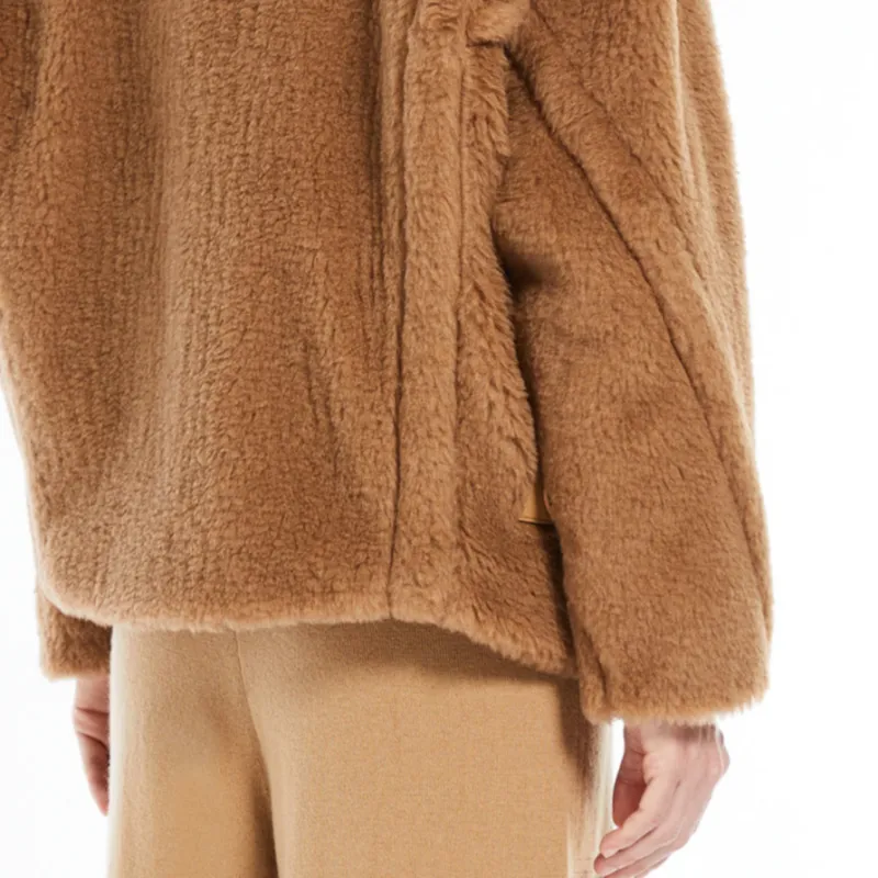 MaxMara Vanadio Collection Teddy Fabric Biker Jacket Jackets & Coats Women's Camel-3