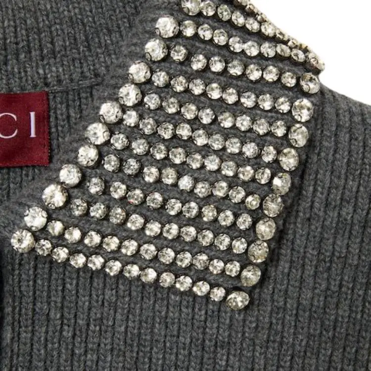 GUCCI Ribbed Trim Knit Polo Top-4