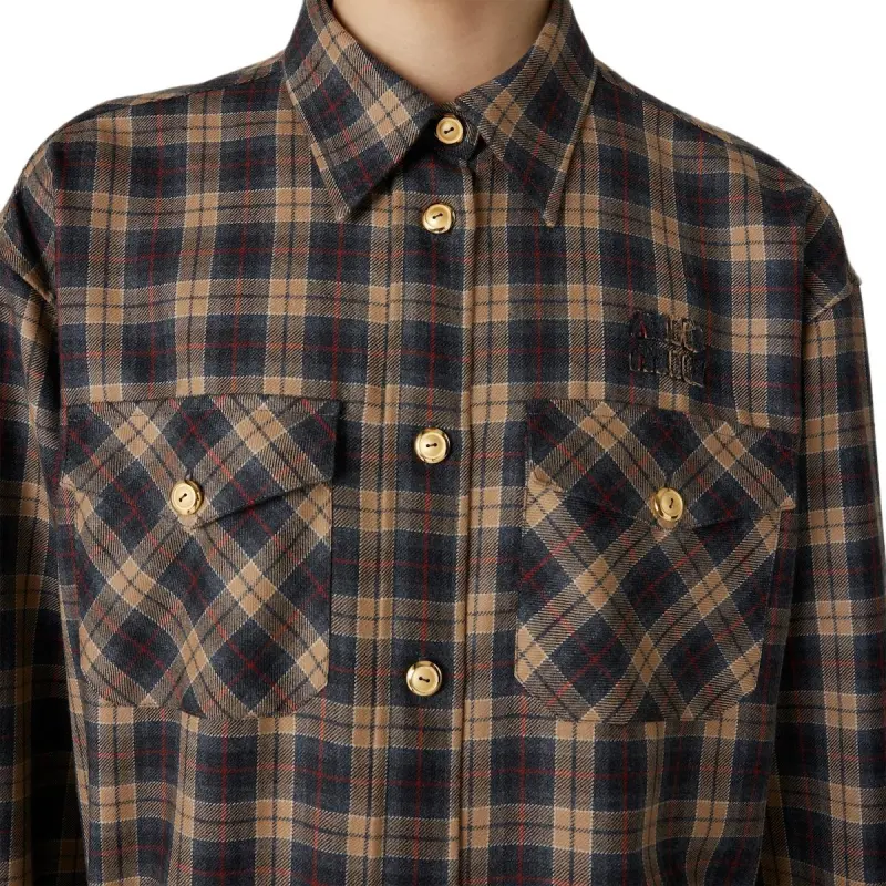 MIU MIU Tartan Wool Shirt-4