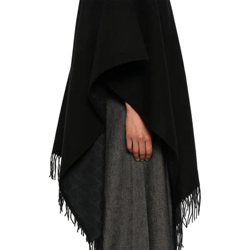 Valentino Open Front Fringed Edge Cape-4