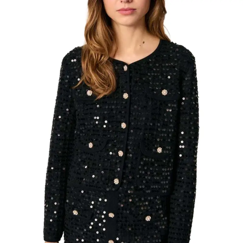 Maje Sequined Cropped Cardigan-2