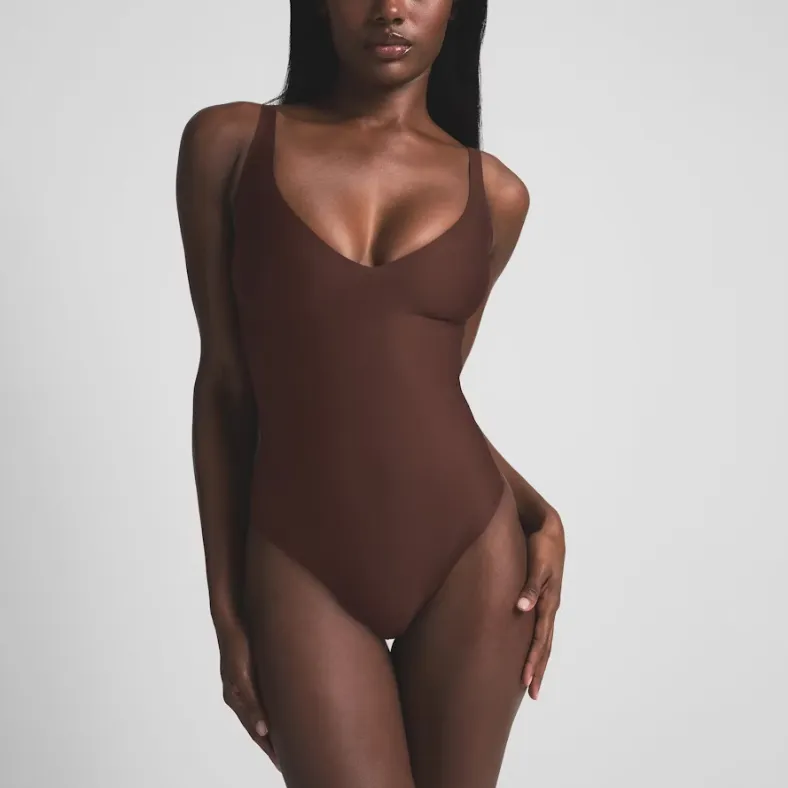 SKIMS FW24 BODY CORE SCULPT PLUNGE THONG BODYSUIT Shapewear Women's COCOA/Cocoa-4