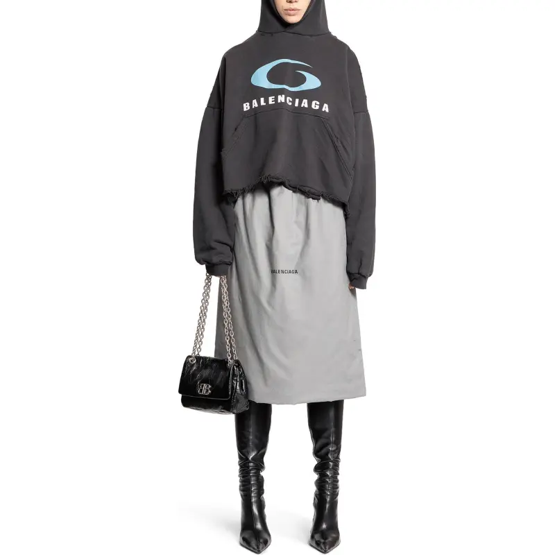 Balenciaga Loop Sports Icon Destroyed Cropped Hoodie-5