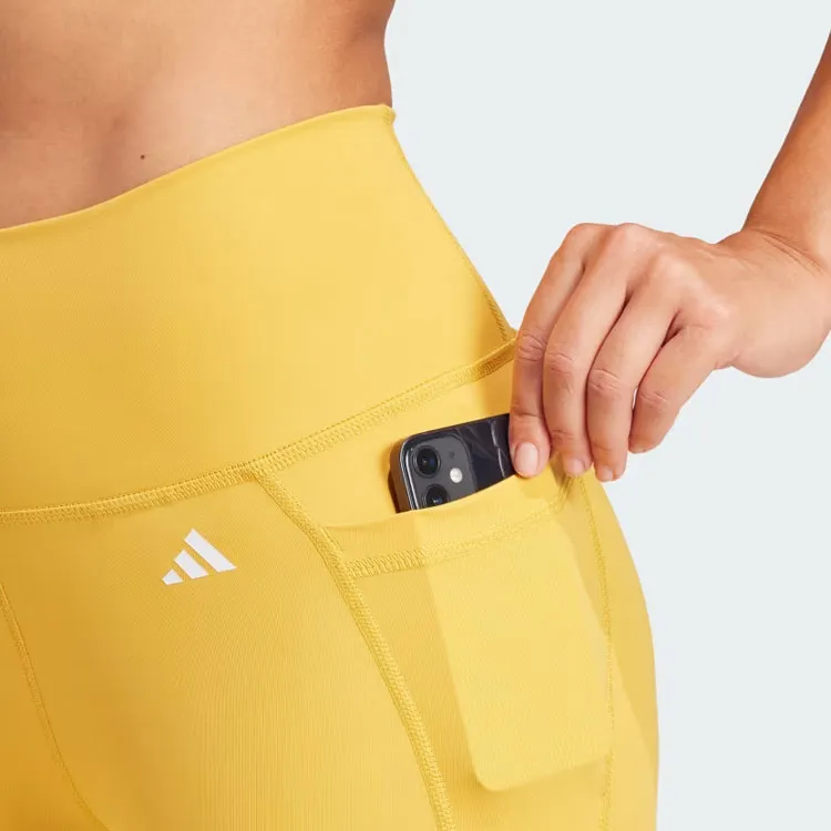 Adidas Optime Stash Pocket High-Waisted 7/8 Leggings Athletic Trousers Women's Yellow-5