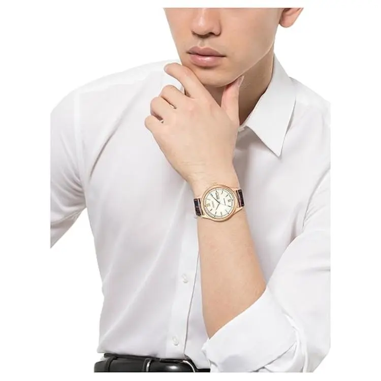 CITIZEN Automatic Mechanical Movement Cowhide Strap Watch Men's Watch White Dial-2