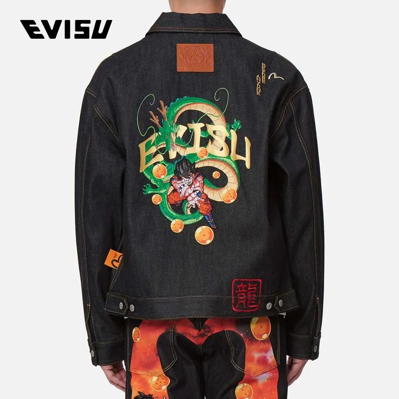 Dragon X EVISU X Dragon Ball Z Denim Jackets Men Blue-4