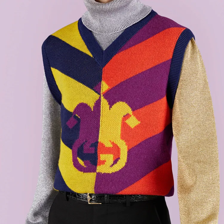 GUCCI Striped Jacquard Knitted Sweater-5