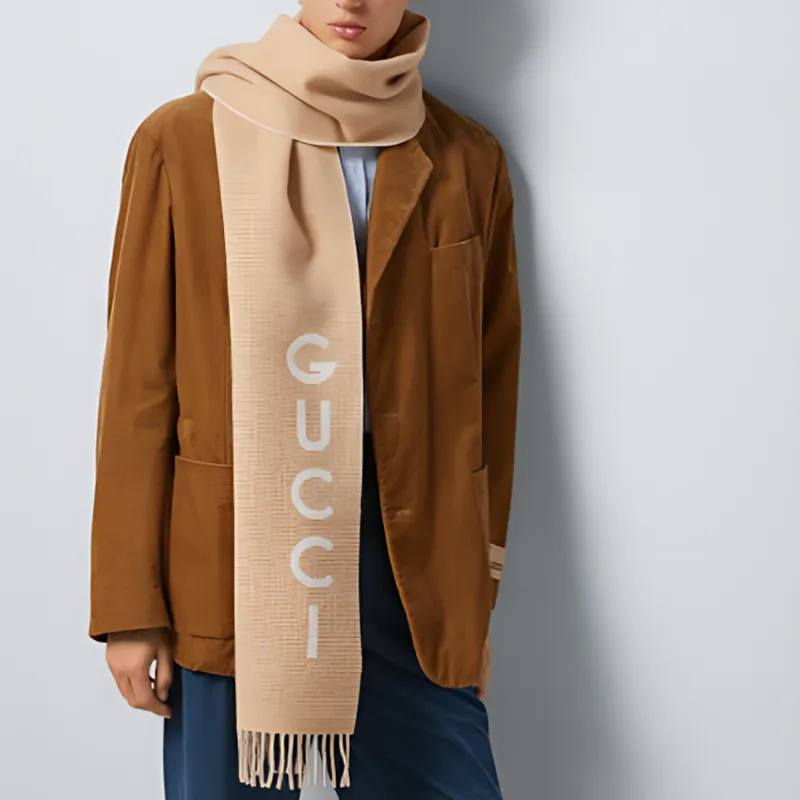 GUCCI Knit Scarves Unisex Brown-2