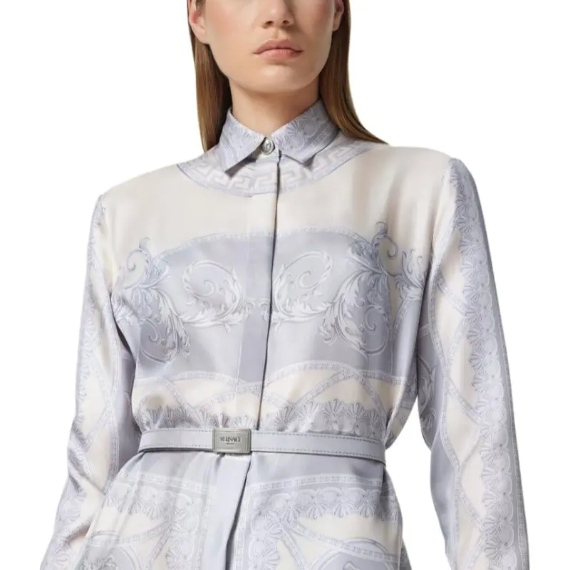 VERSACE Barocco Printed Belted Shirt Dress-4