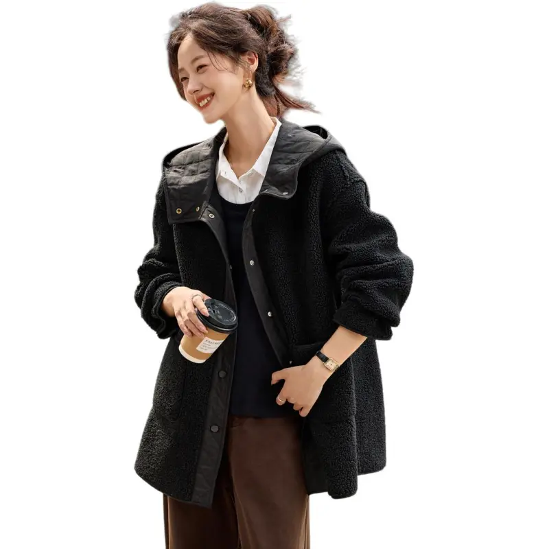 Mo Han Yi Mei Velvet feel Coat Women's Black-1
