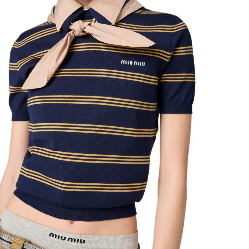 MIU MIU Striped Polo Top-4