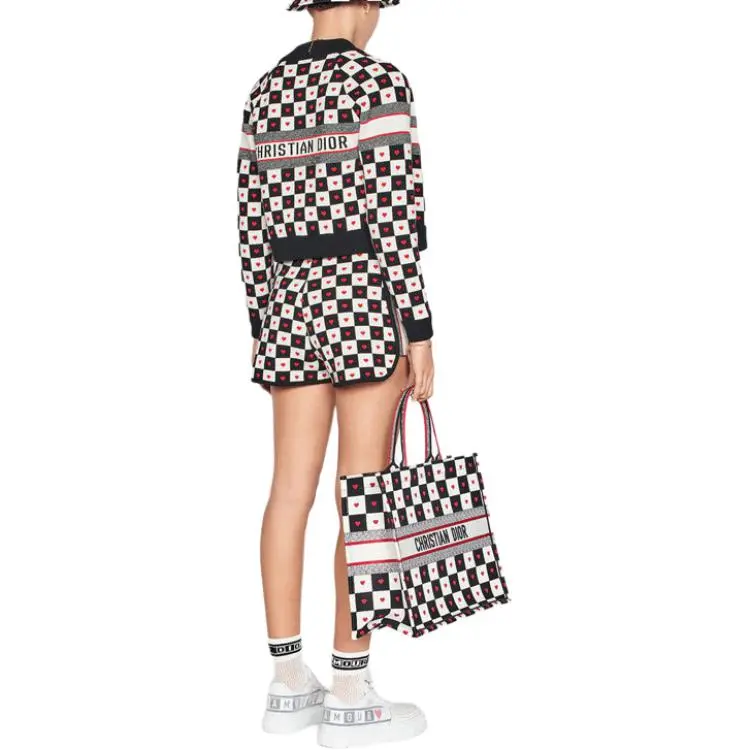 DIOR Quarterly New Products Casual Shorts Women's Black White Red-2