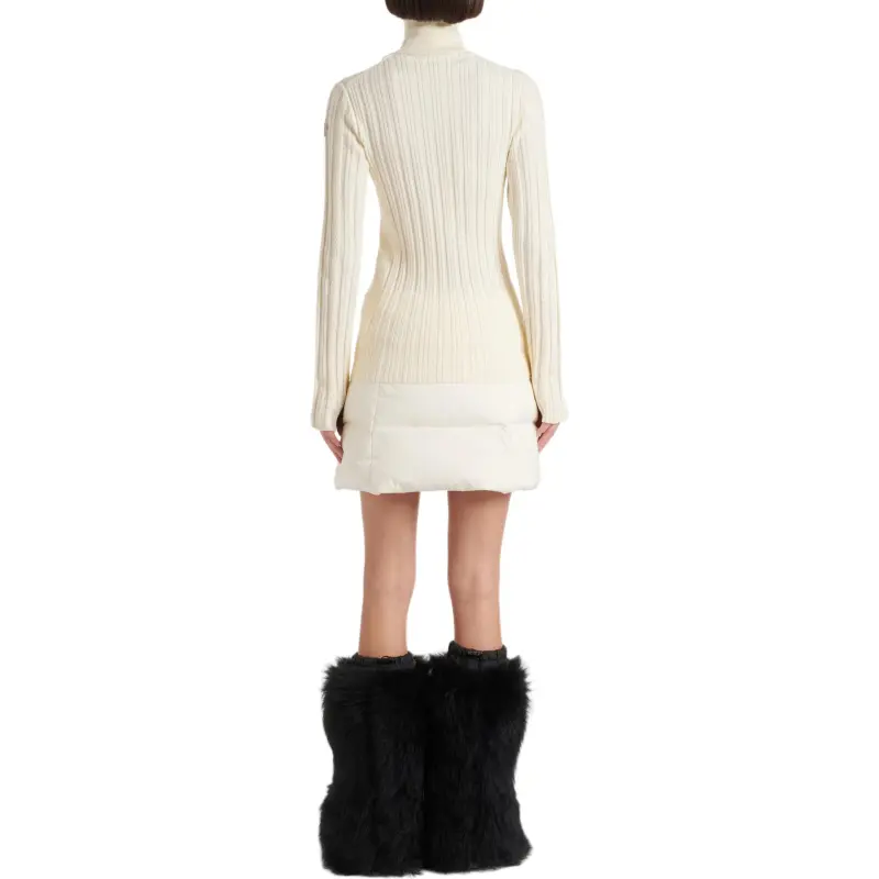 Moncler Wool Blend Polo Neck Jumper Sweater Women's White-1