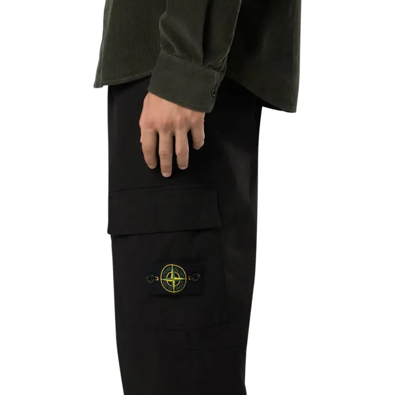 STONE ISLAND Logo Patch Straight Leg Trousers-4