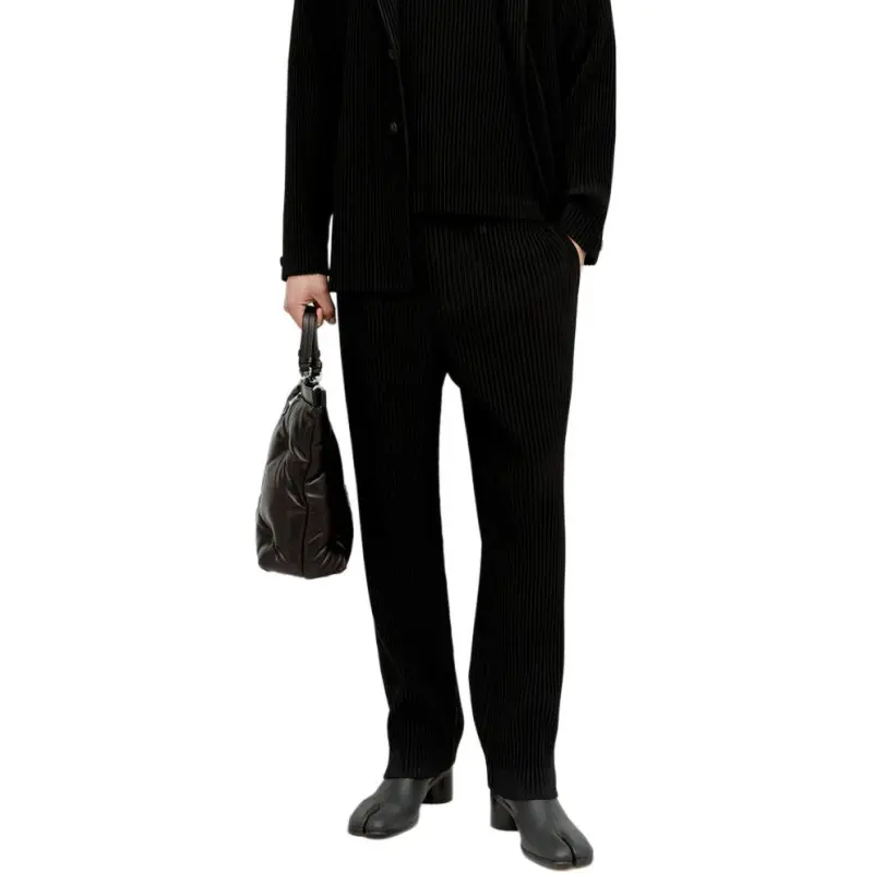 Homme Plissé Issey Miyake Basic Mid Rise Tapered Trousers-2