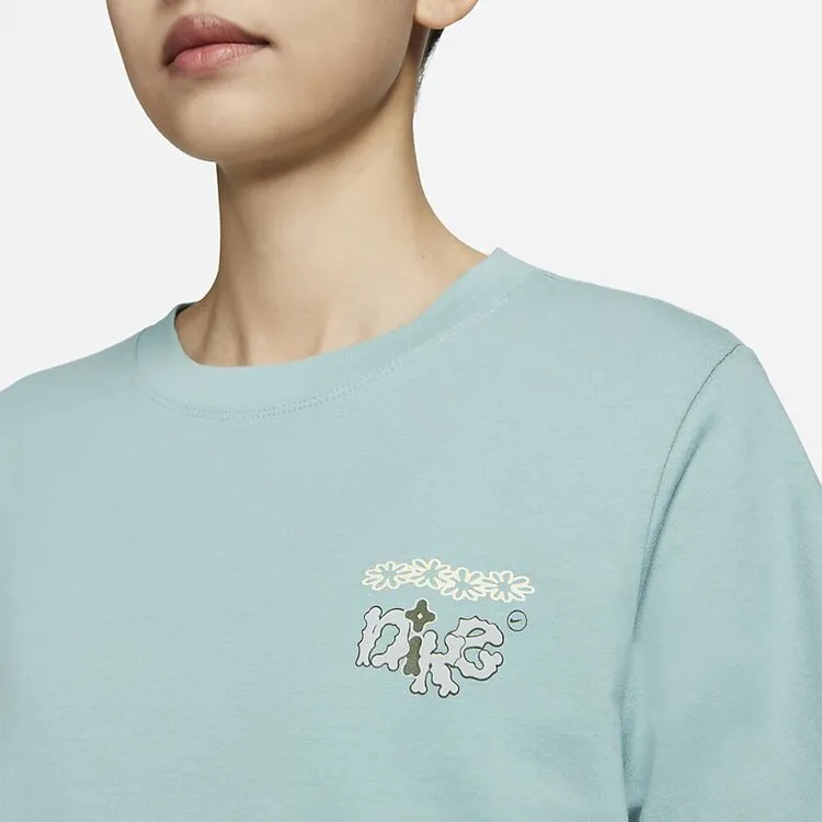 Nike Sportswear Women's Embroidered Swoosh T-shirt Blue-3