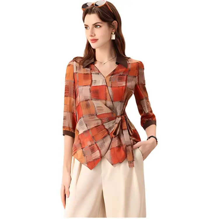 FENHONGMALI Shirt Women's Orange-3