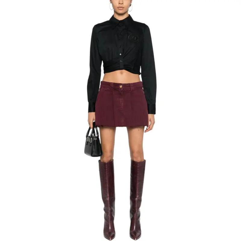 Elisabetta Franchi Pleated Denim Mini Skirt-1