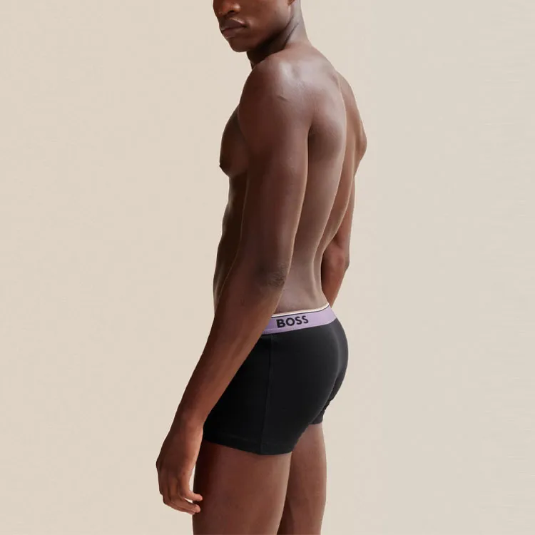HUGO BOSS Three-Pack Of Stretch-Cotton Trunks With Logo Waistbands Boxer Shorts Men's 1 Set Of 3 Packs Black-3