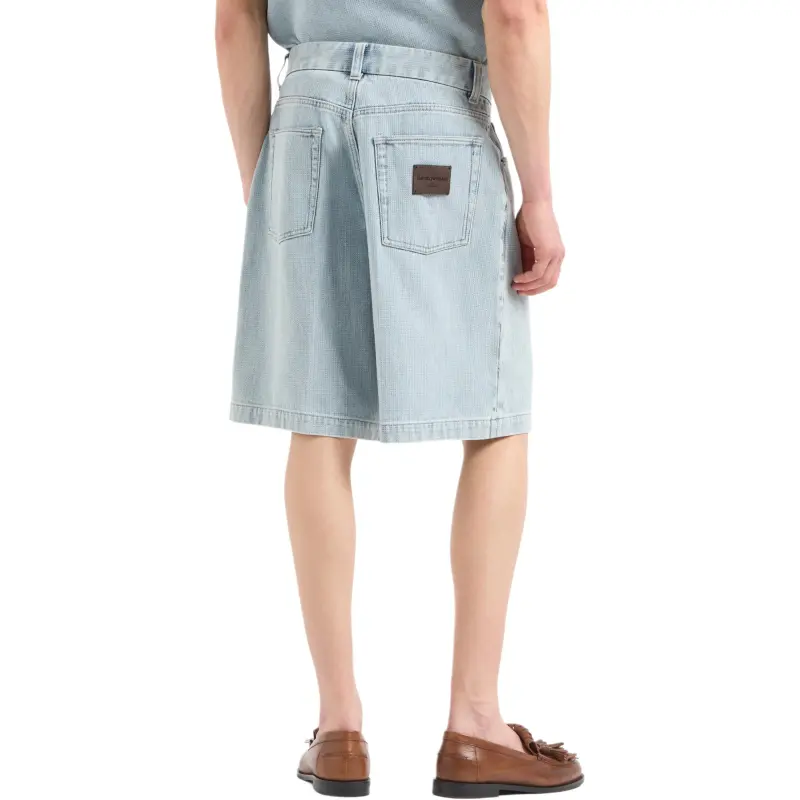 EMPORIO ARMANI Five pocket Denim effect Dobby Fabric Bermuda Shorts-4