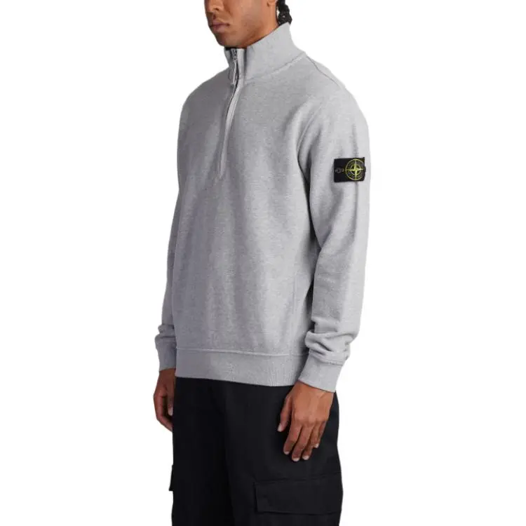 STONE ISLAND Logo Patch Half Zip Sweatshirt-3