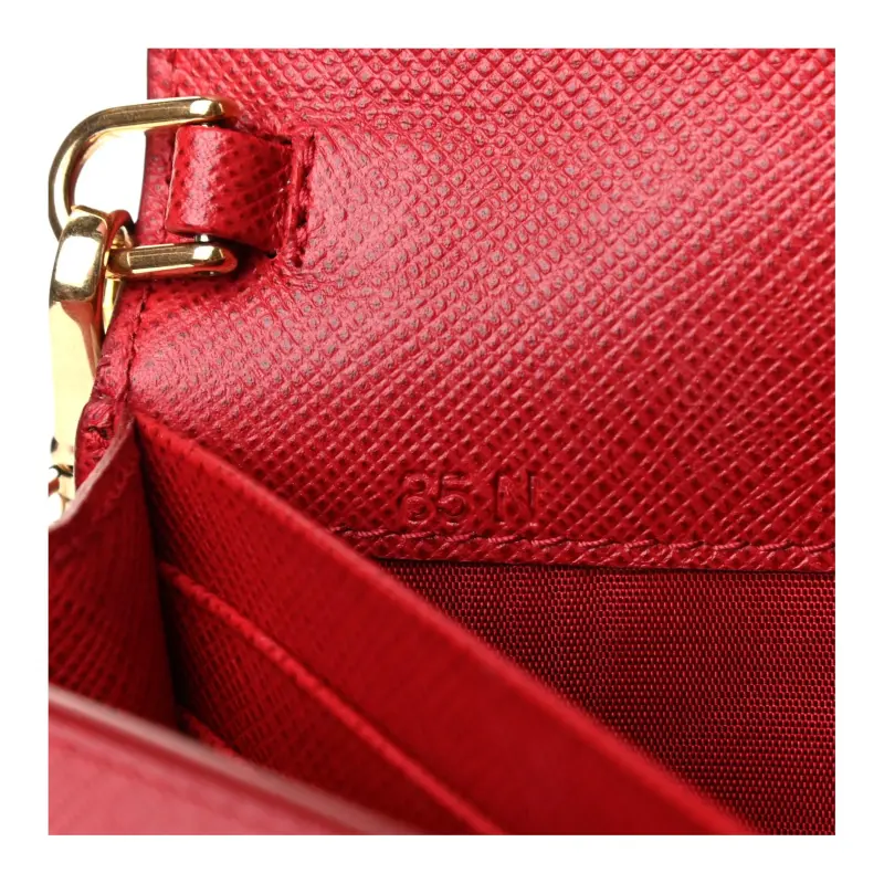 PRADA Cahier Leather Shoulder Bag Mini Women's Red-4