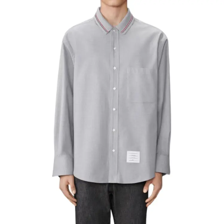 THOM BROWNE Rwb Striped Curved Hem Shirt-2