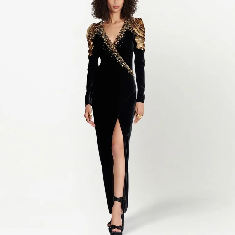 BALMAIN Long-Sleeved Dresses Women's Black-2