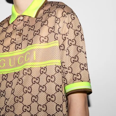 GUCCI Polyester Mesh Gg Print Polo-8