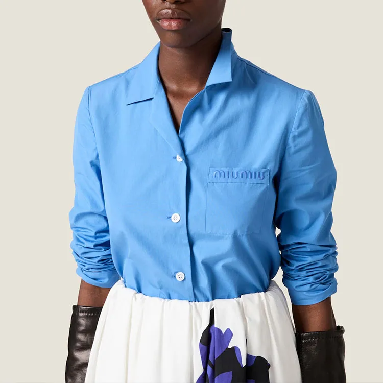 MIU MIU Logo-Embroidered Button-Up Shirt-1