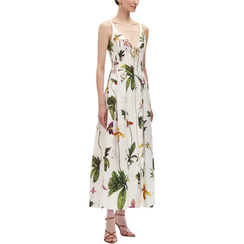 Oscar De La Renta Orchid Zip front Poplin Dress-2