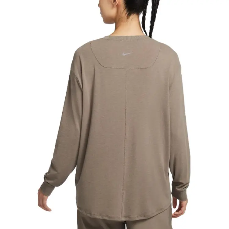 Nike Dri-Fit FW24 Drop Shoulder Sleeve T-Shirt Women's Ferret Brown-1
