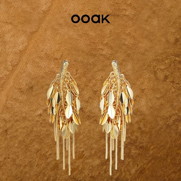 OOAK Golden Moments Clip On Earrings Women's-4