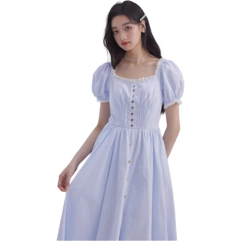 DEAR DEER PUFF Short-Sleeved Dresses Women's Stripes-8