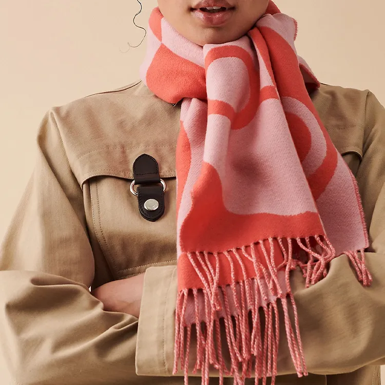 HERMES Cashmere Knit Scarves Women's-3