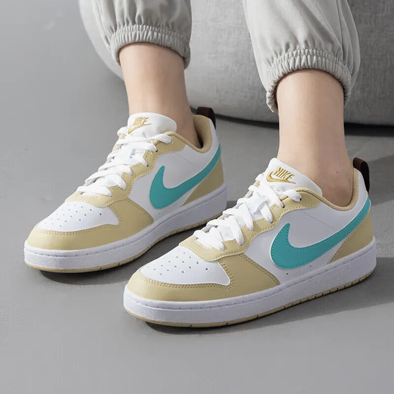 Nike Court Borough COURT BORO Anti Slip Wear Resistant Low Top Kids' Skateboarding Shoes Yellow White Unisex-2