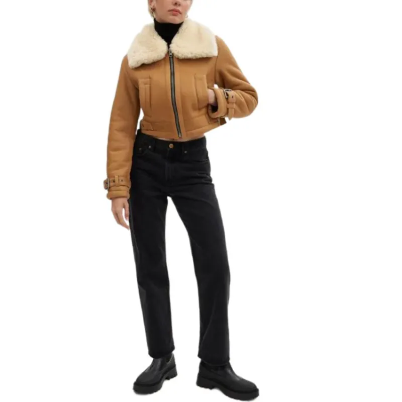 COACH Leather Jacket Women's Brown-1