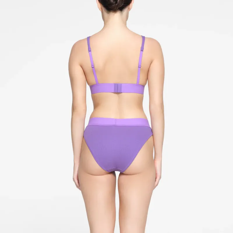 SKIMS COTTON RIB PLUNGE BRALETTE Bra Women's ULTRA VIOLET/Ultraviolet-3