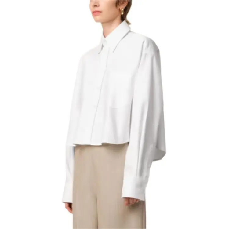 Ami Paris Logo Detailed Buttoned Cropped Shirt-5