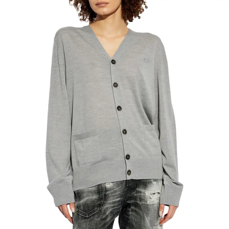 DSQUARED 2 D2 Logo Embroidered Knit Cardigan-1
