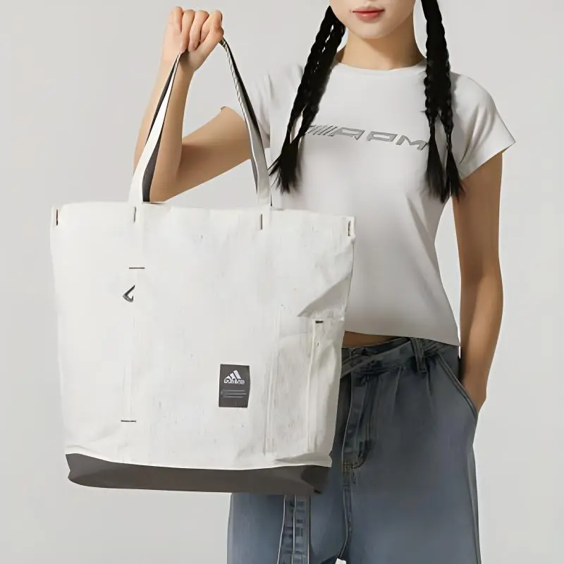 Adidas Fabric Tote Bag Shopping Bag Shoulder Bag Handbag Regular Unisex White-5
