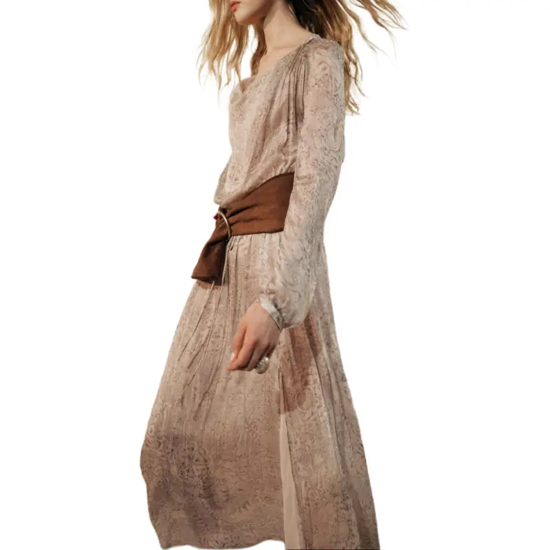 ZARA ZW Series Long Sleeved Dress Women's Gray/Brown/Yellow-4