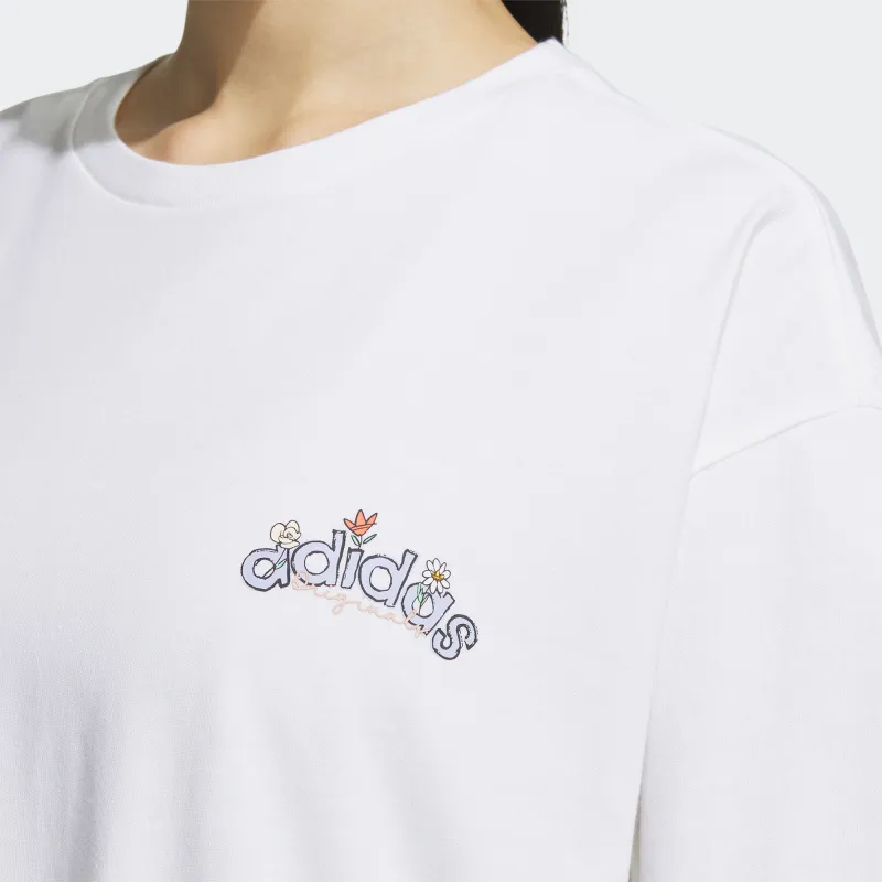Adidas Originals Drop Shoulder Sleeve T Shirt Women's White-4