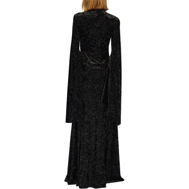 Balenciaga Velvet Long Sleeve Maxi Dress-3