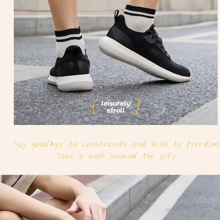 361° Breathable Lightweight Low-Top Running Shoes Men's Black White-3